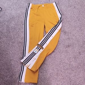 Adidas Gold Track Pants with Black and White Stripes